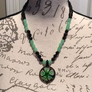 Handmade Black and Green Necklace